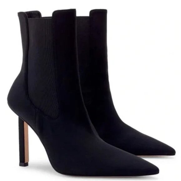 Good American High Kickstand Ankle Booties in Black Neoprene - Picture 1 of 8